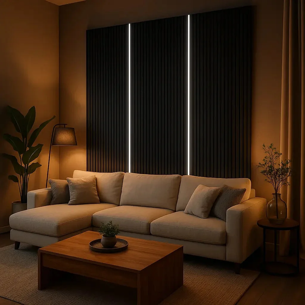 LED strip verwerkt in een akupanel wand