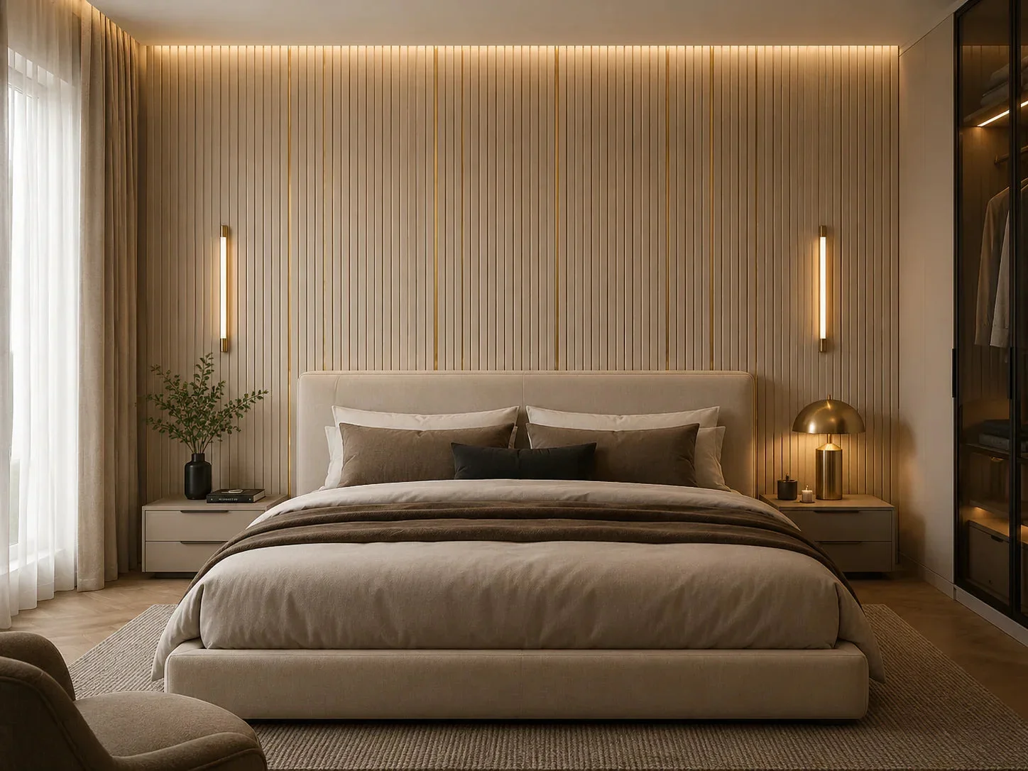 Kunststof Wandpaneel | Beige & Goud